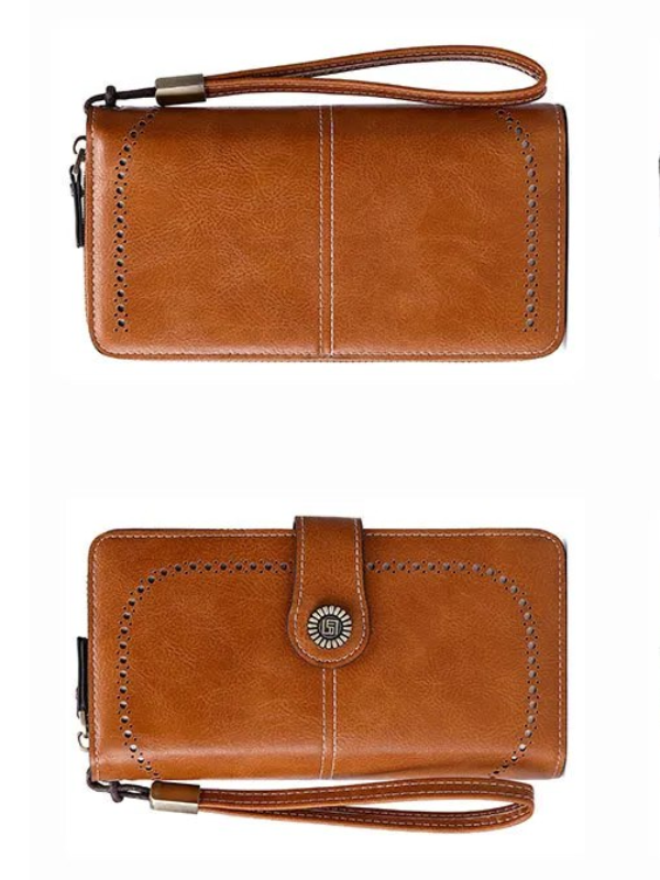 Women's large capacity PU leather wristlet wallet, RFID blocking card slots for ultimate security.