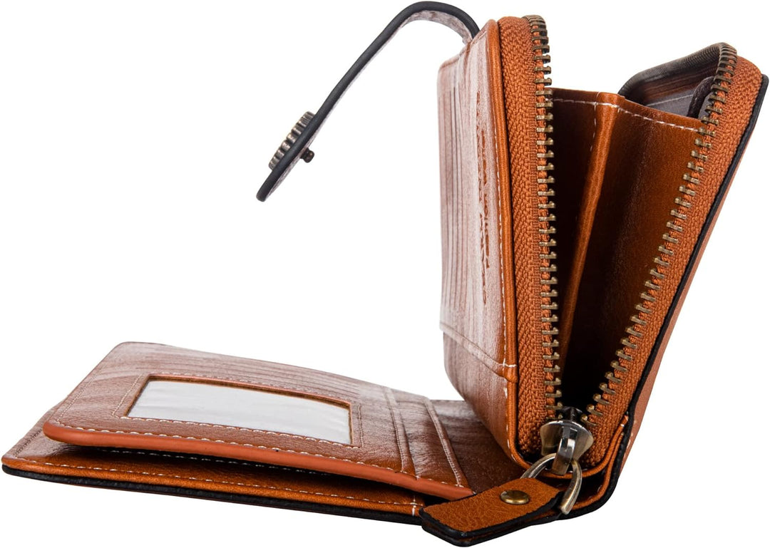 Women's fashionable large capacity wristlet wallet, PU leather, RFID protected for peace of mind.