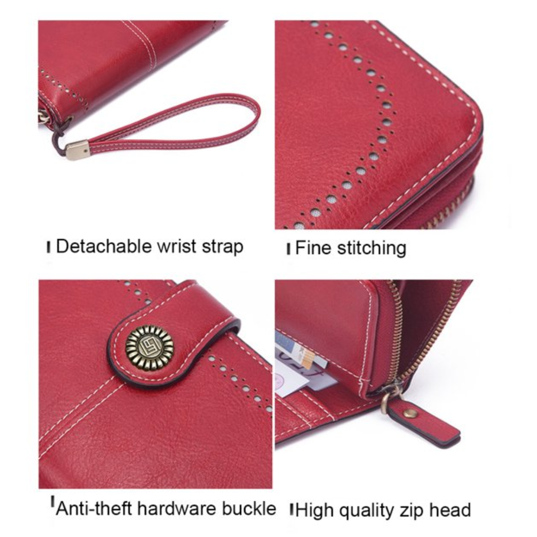 Versatile women's wristlet wallet, large capacity, PU leather, RFID blocking, travel & casual use.