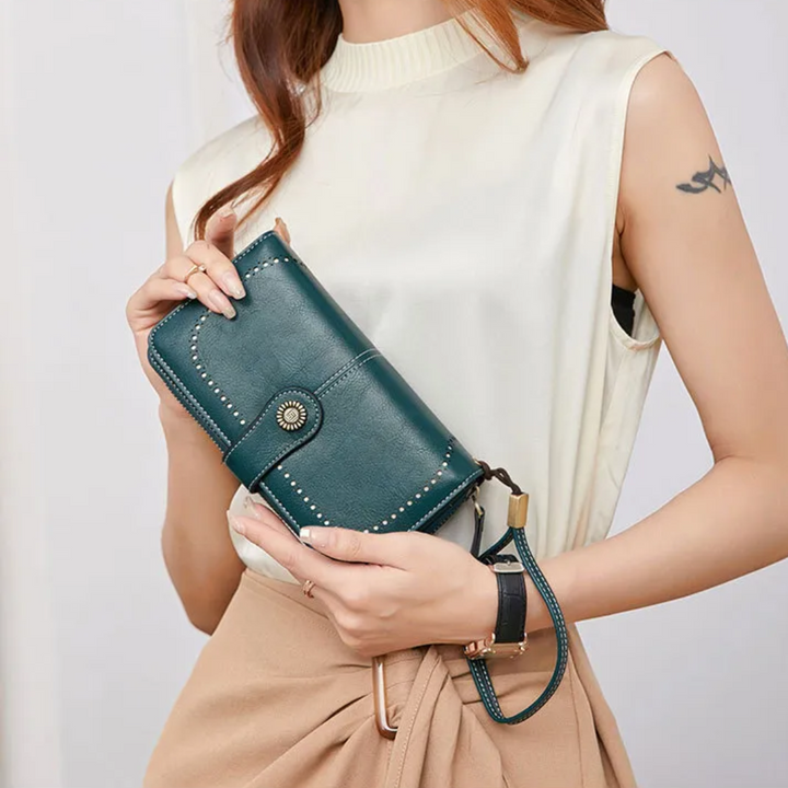 Women's stylish wristlet wallet, PU leather, large capacity, RFID protection, a perfect travel clutch.