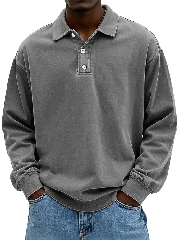 Versatile men's long sleeve polo shirt, ideal for casual outfits or a refined smart-casual look.