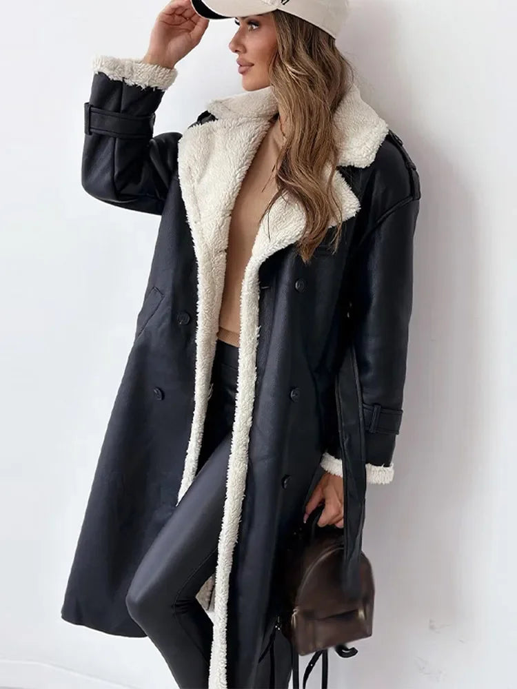 Fashionable & elegant long winter coat for women. Seraphina design, perfect for stylish cold weather outerwear.