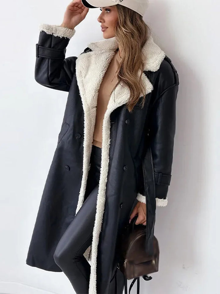 Fashionable & elegant long winter coat for women. Seraphina design, perfect for stylish cold weather outerwear.