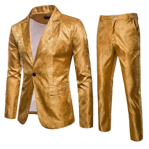Sharp, new men's slim fit two-piece suit, a sophisticated formal ensemble for a modern, stylish look.