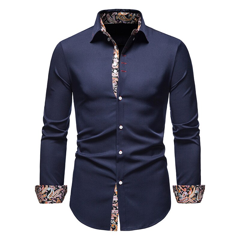 Close-up of Arvid men's slim fit button-down shirt fabric. High-quality men's clothing & long sleeve detail.