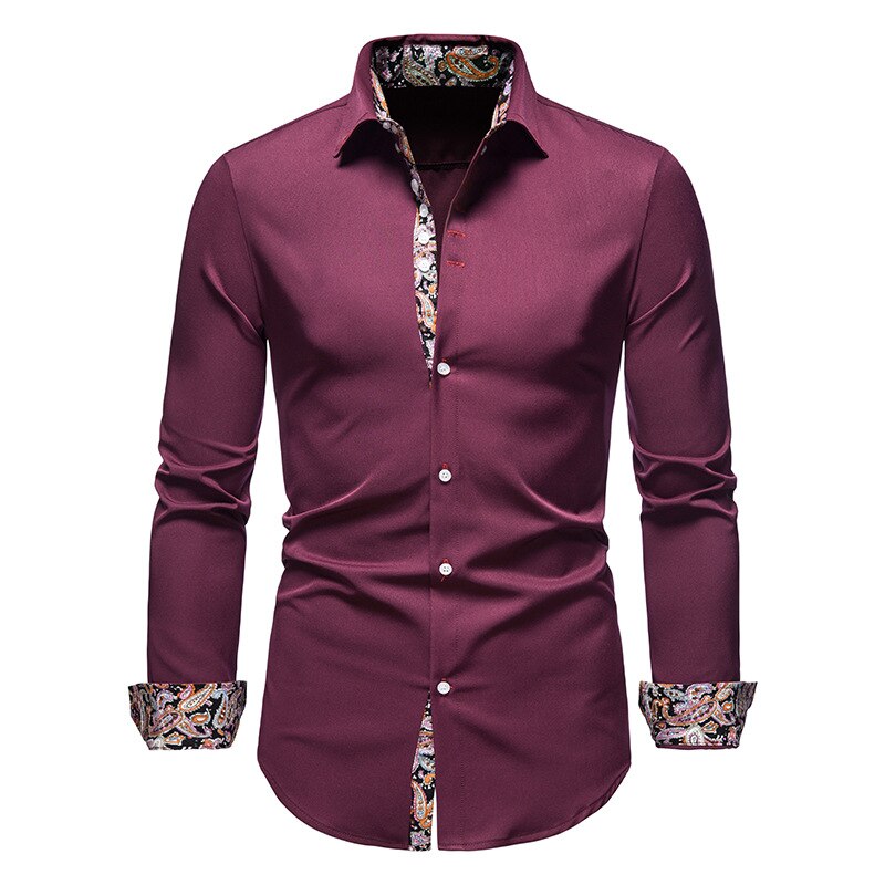 Man wearing Arvid slim fit button-down shirt casually. Stylish men's long sleeve collared shirt for everyday.