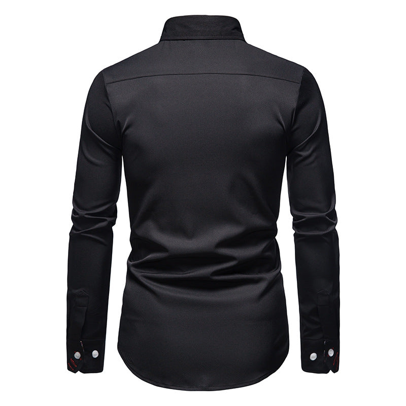 Folded Arvid men's slim fit button-down shirt. Essential men's long sleeve collared shirt for any wardrobe.