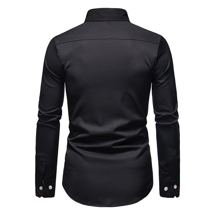 Folded Arvid men's slim fit button-down shirt. Essential men's long sleeve collared shirt for any wardrobe.