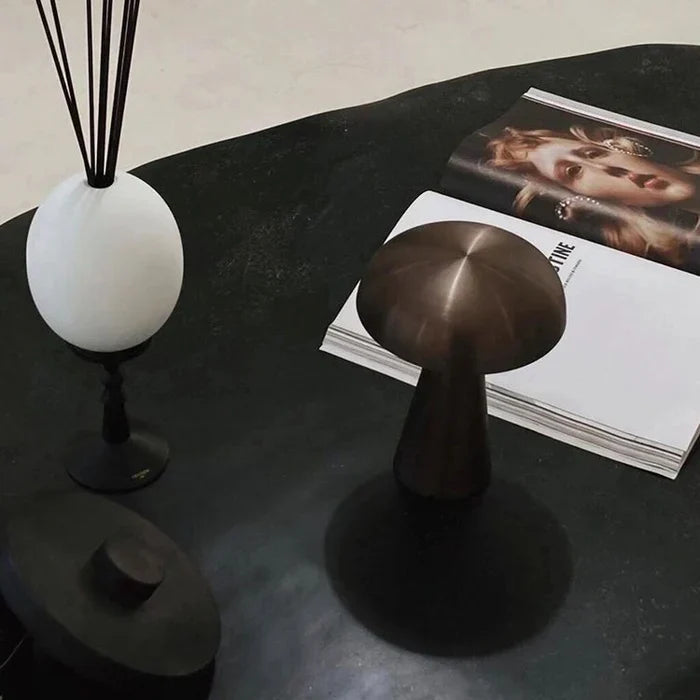 Modern decor wireless LED lamp, portable rechargeable light for ambient table lighting in any home setting.