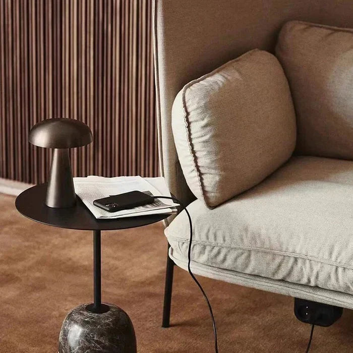 Wireless ShroomLite portable lamp, a stylish LED light for indoor or outdoor ambiance.