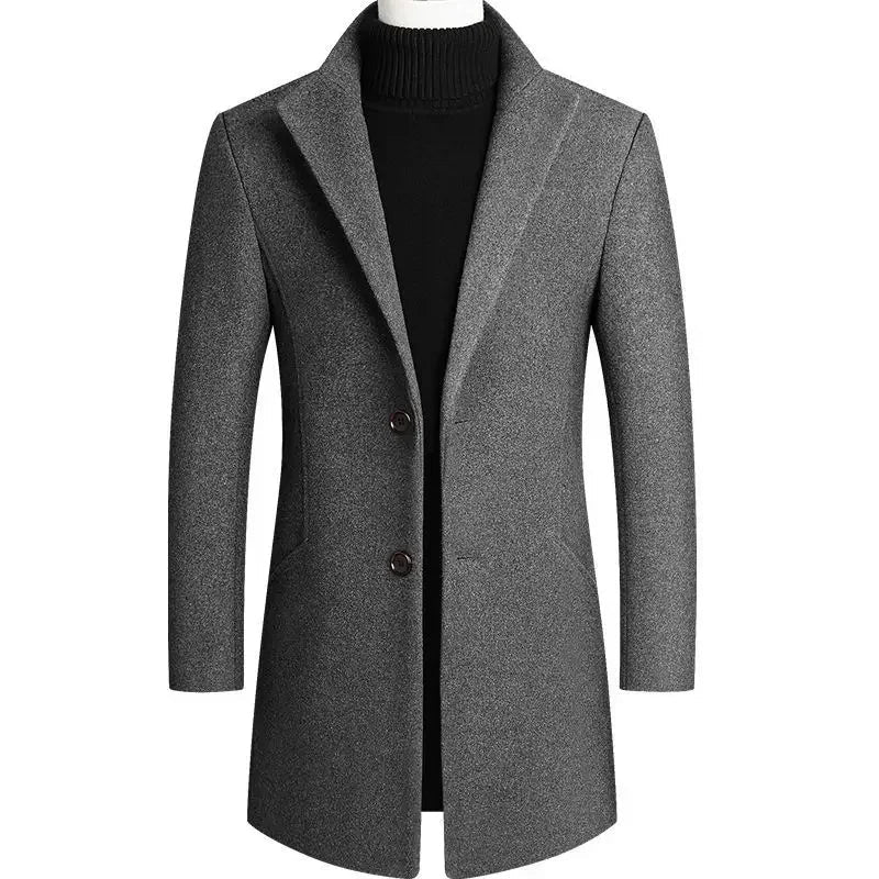 Tailored men's slim-fit coat for a comfortable, stylish look. Classic formal outerwear and casual jacket.