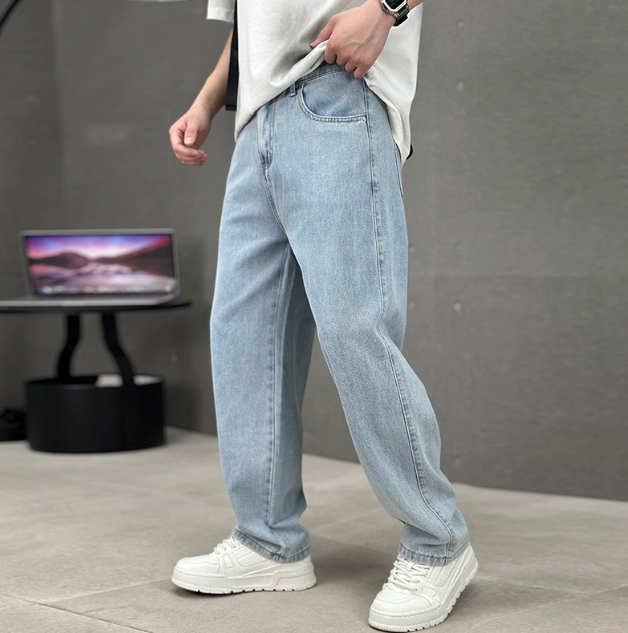 Everyday comfort black straight leg jeans for men. Classic fit, versatile style, durable casual bottoms.