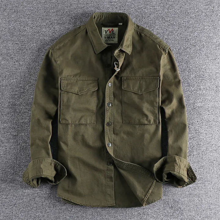 Men's stylish long-sleeve utility shirt, a versatile button-up top for everyday casual wear.