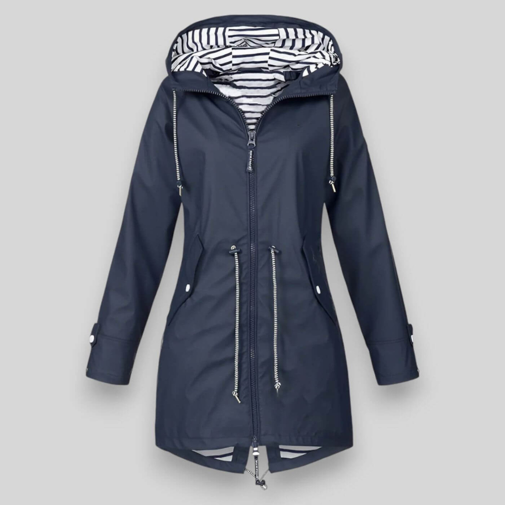 Stay dry in style with this women's waterproof fashion hooded jacket.