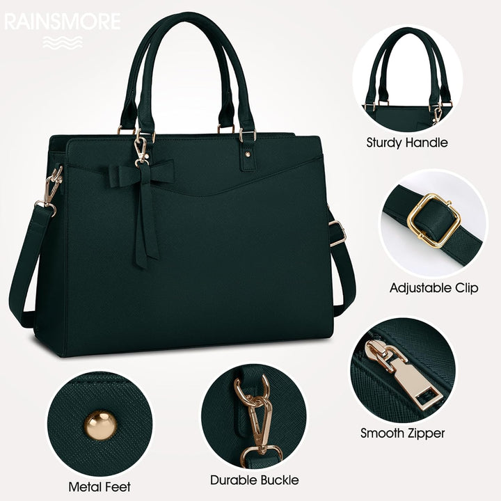Spacious women's work bag with multi-pocket organization for laptops