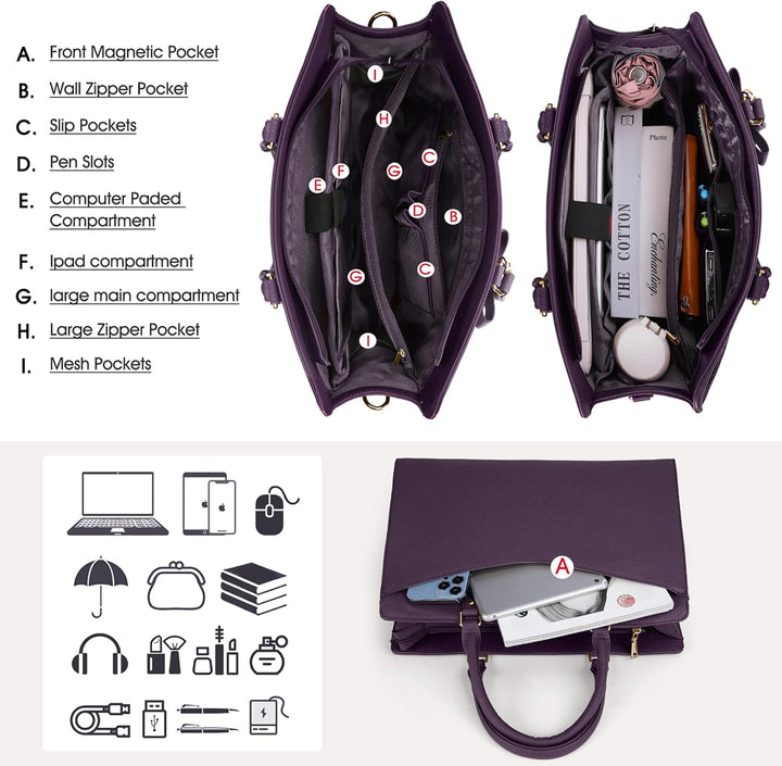 Waterproof laptop tote bag with a luxurious PU leather finish