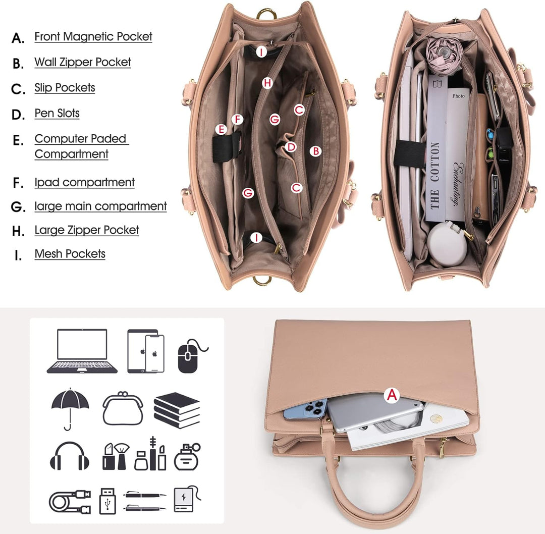 Fashionable work bag with ample space for laptops and accessories