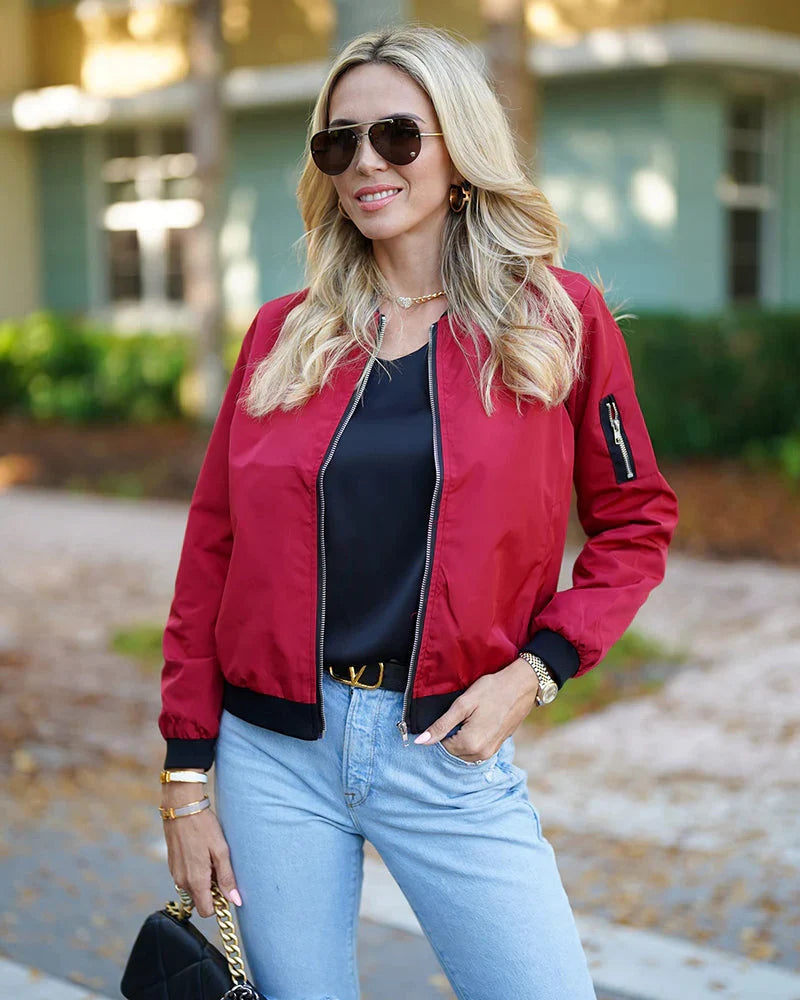 Everyday women's bomber jacket, comfortable and chic outerwear.