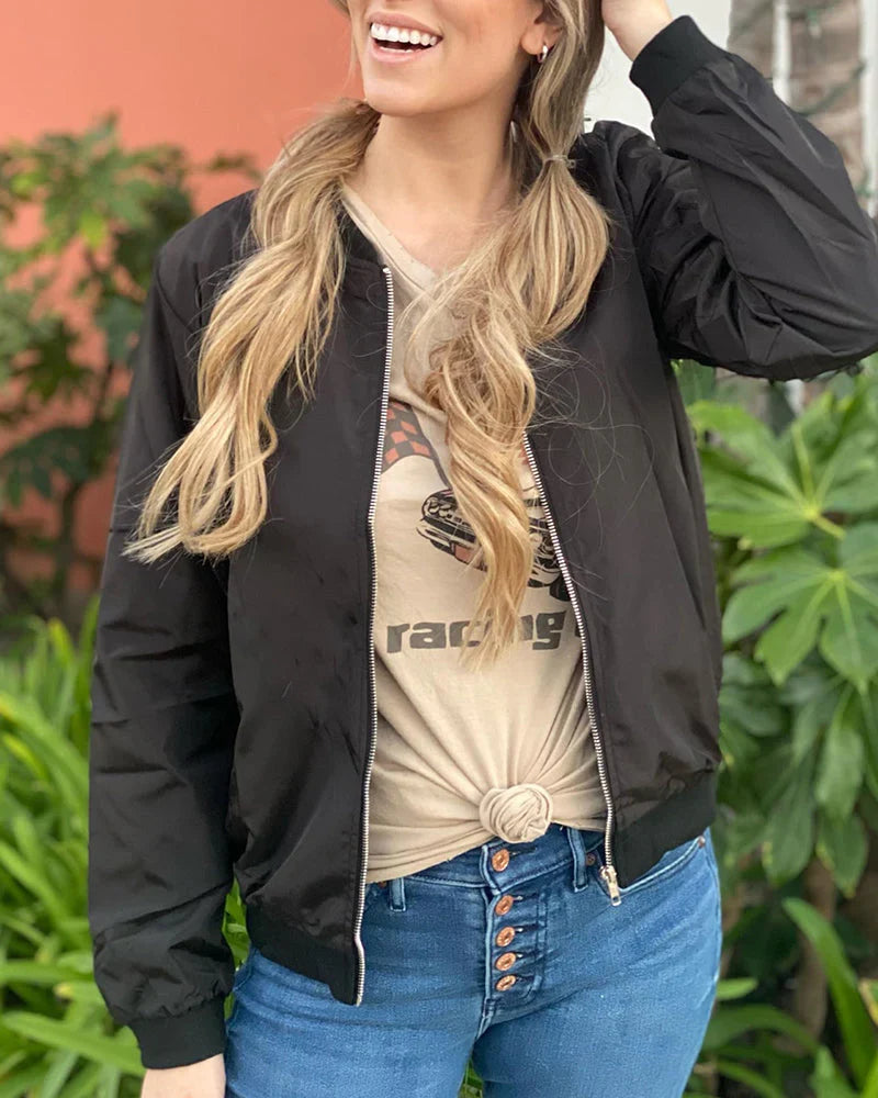 Lightweight bomber jacket for women, perfect for spring fashion.