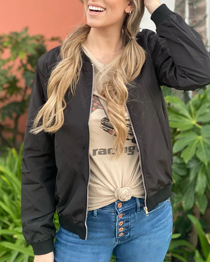 Lightweight bomber jacket for women, perfect for spring fashion.