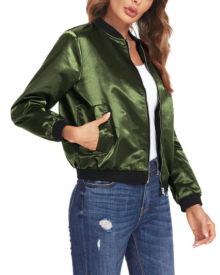 Chic women's bomber, stylish and lightweight for casual wear.