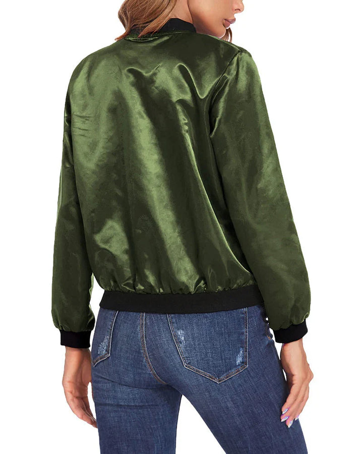 Lightweight women's jacket, fashionable bomber style for daily outfits.