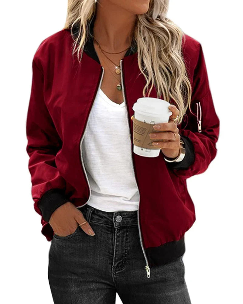 Women's lightweight jacket, stylish bomber for transitional seasons.