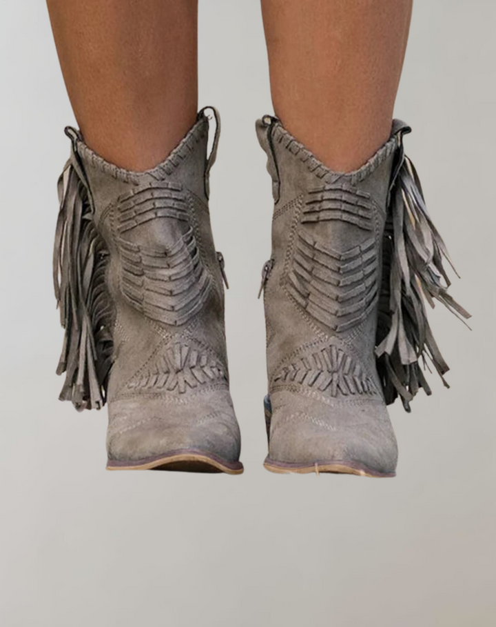 Chic women's tasseled ankle boots for a stylish casual look. Comfortable fall & winter fashion footwear.