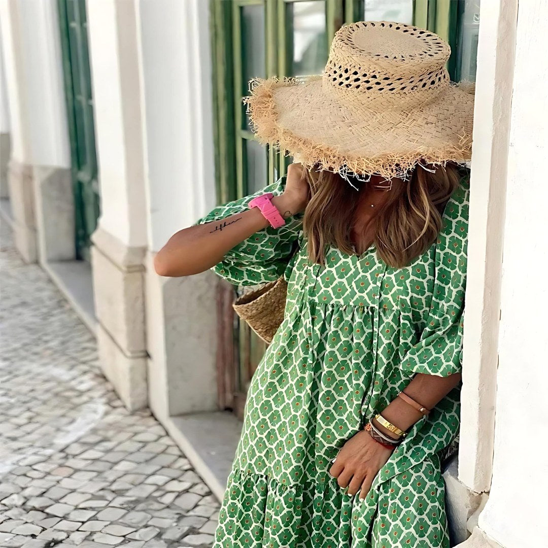 White women's spring midi dress, a lightweight, versatile choice for daywear & holidays.