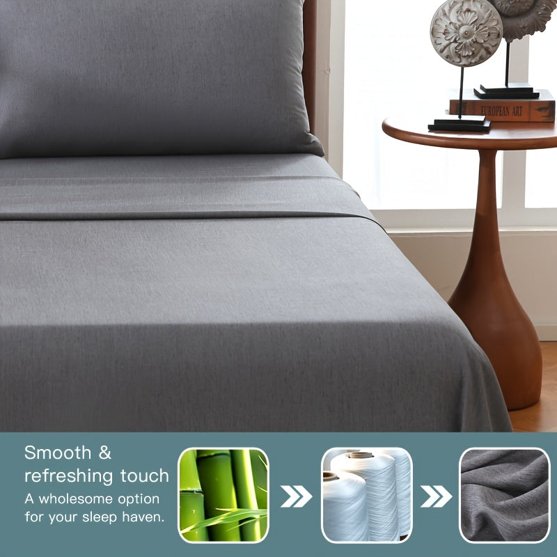 Natural bamboo fiber fitted sheet, highly breathable & sustainable bedding comfort.