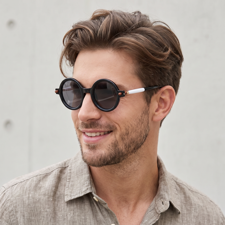 Authentic vintage style round sunglasses, tinted for protection & retro fashion.