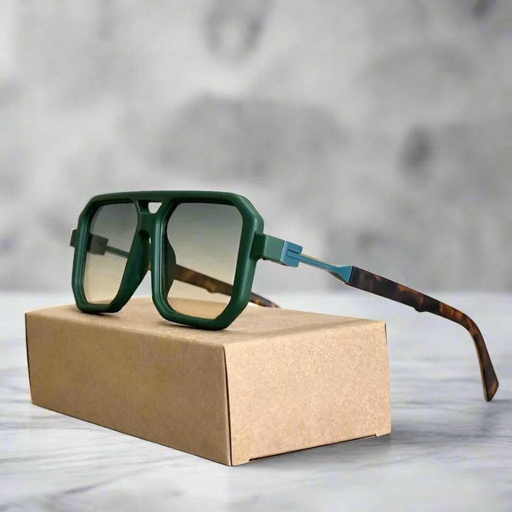 Stylish square aviator sunglasses for men & women, offering full UV400 eye protection. Modern eyewear.