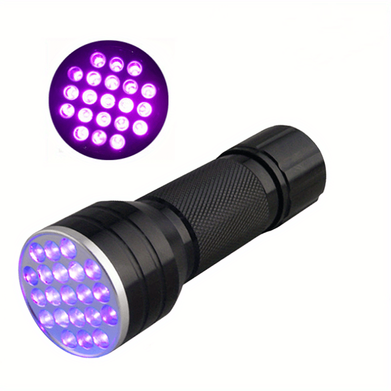 Universal Super Bright UV Blacklight LED Flashlight for pet stain detection.