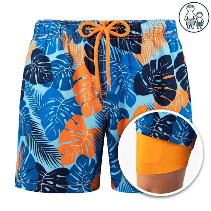 Men's quick-dry swim trunks with soft comfort lining, durable for summer.