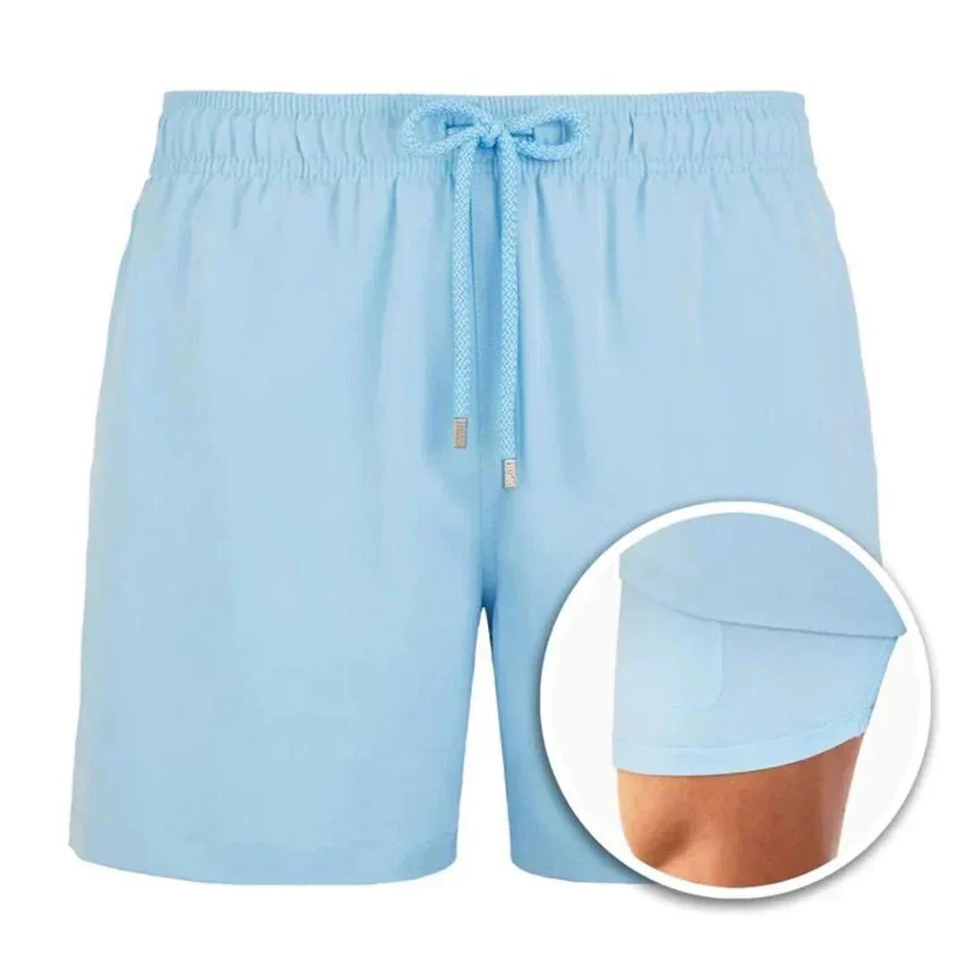 Men's summer quick-dry swim trunks with supportive comfort lining.