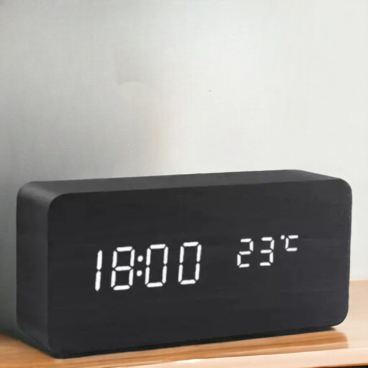 Voice-activated LED alarm clock, a stylish addition to any modern home decor.