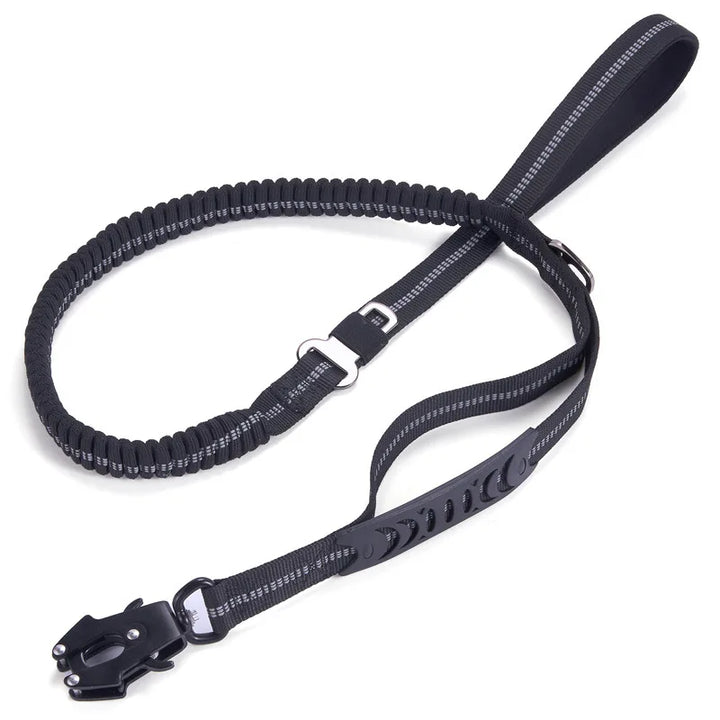Strong bungee dog leash, heavy-duty with dual handles for large dog training, ensures pet safety & control.
