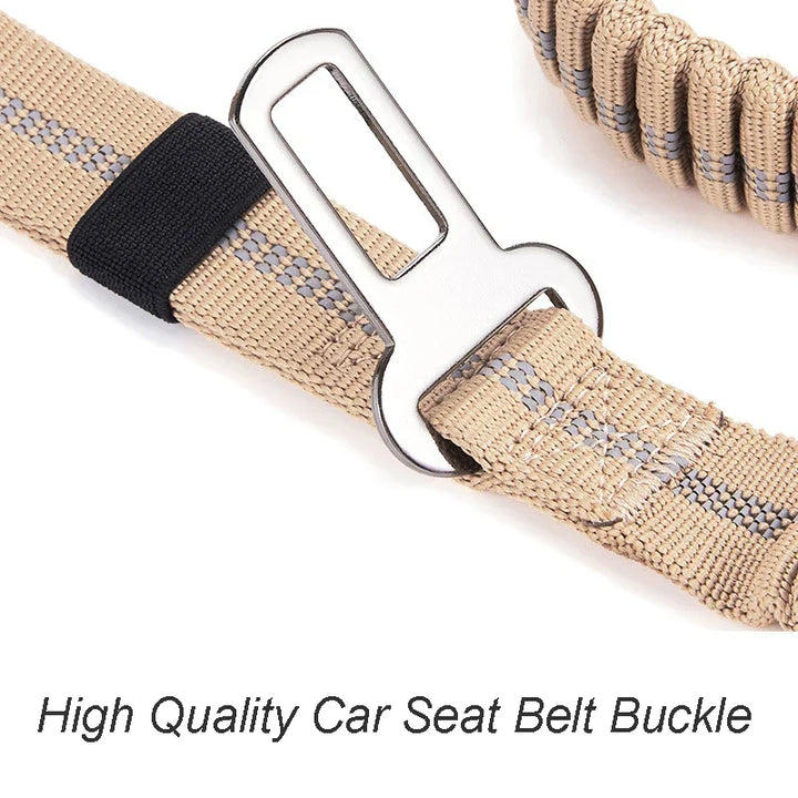 Secure heavy-duty tactical bungee dog leash, dual padded handles for large dog control & pet safety.