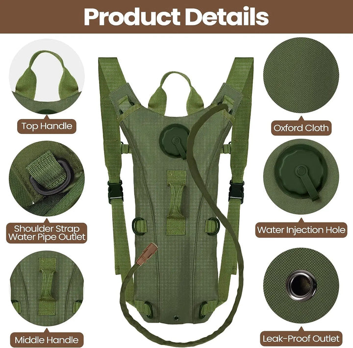 Essential tactical outdoor gear: unisex hydration pack with 0.8-gallon water bladder for adventures.