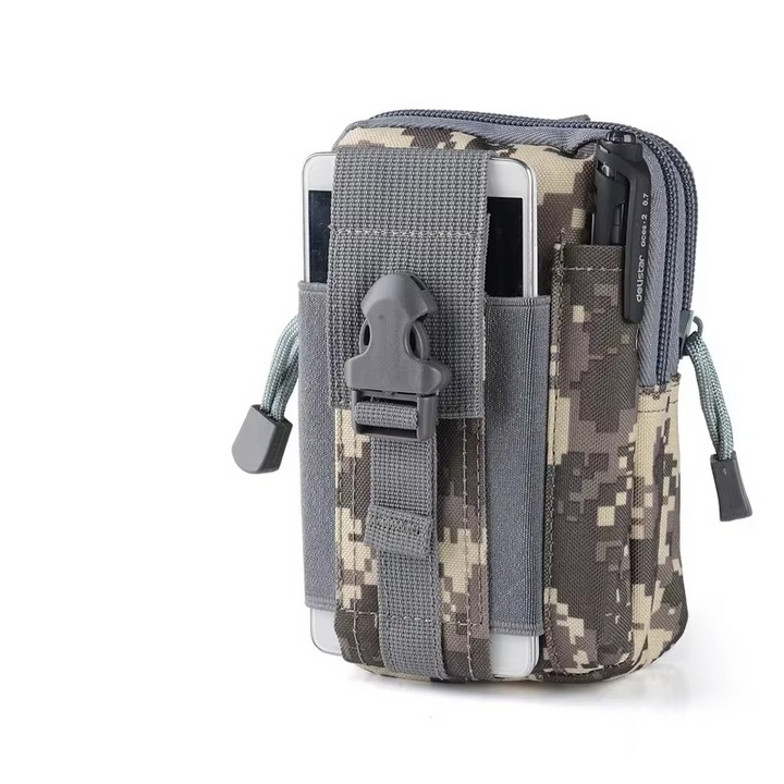 Tactical MOLLE EDC belt pouch, durable nylon utility bag for outdoor, hiking & military use.