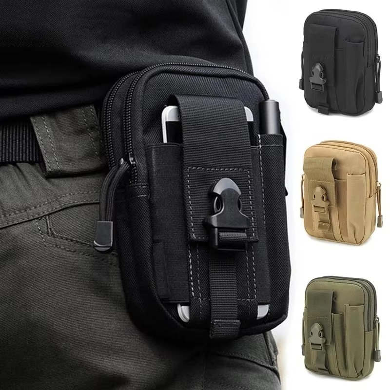 Rugged tactical MOLLE pouch, water-resistant nylon EDC belt bag for adventure & outdoor utility.