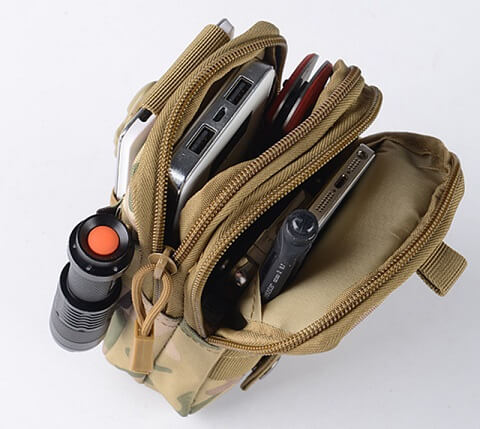 Unisex water-resistant nylon tactical MOLLE EDC pouch for hiking, camping & outdoor utility.