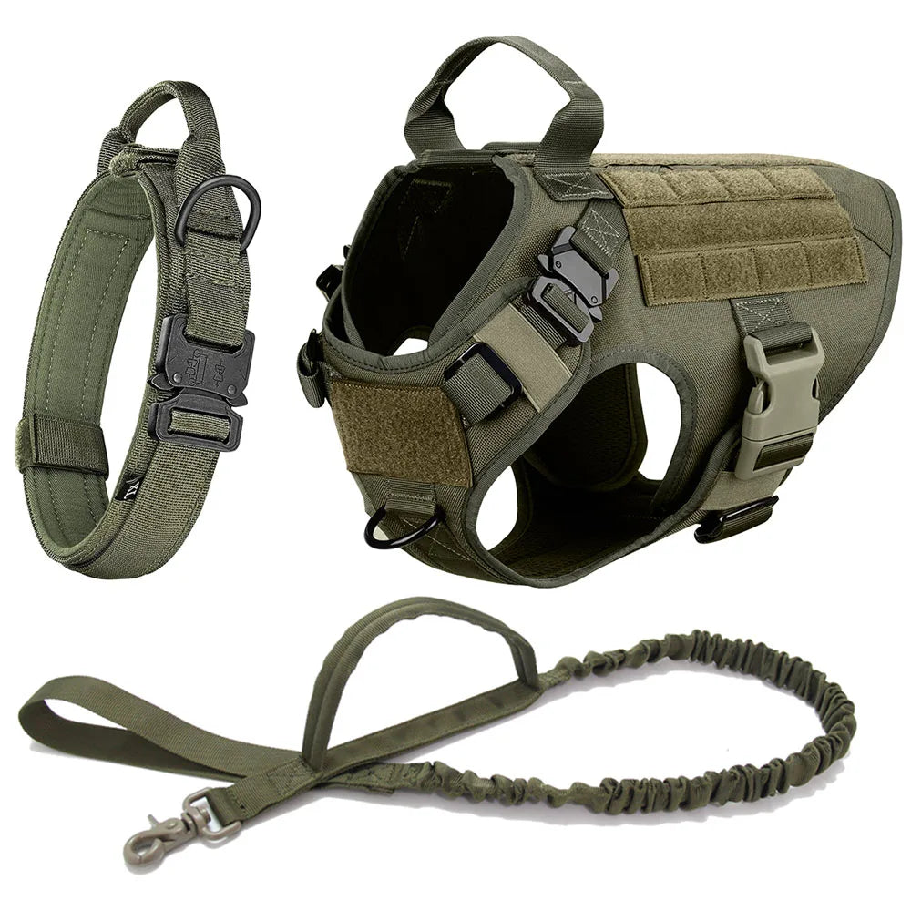 Robust no-pull dog harness, tactical design for K9 training, outdoor exploration & control.