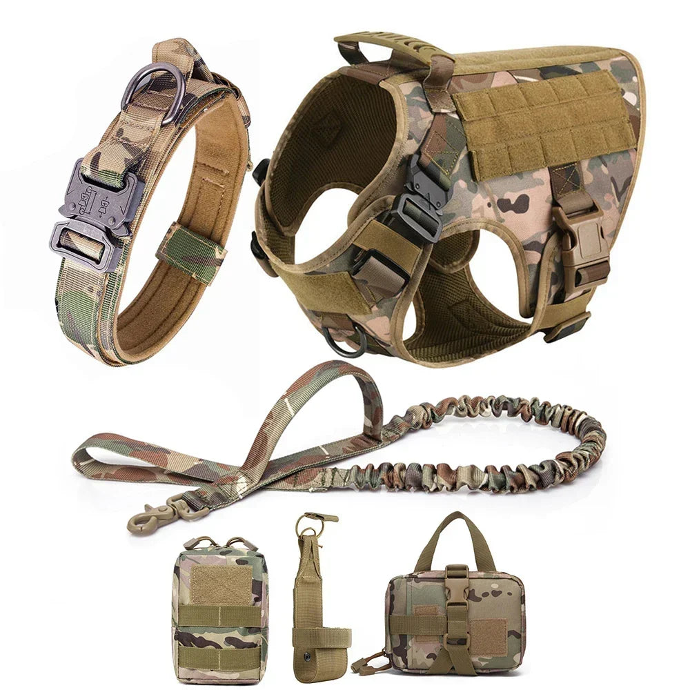 Durable tactical no-pull dog harness, perfect pet gear for K9 training & outdoor exploration.