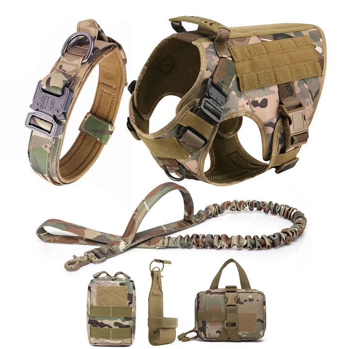 Durable tactical no-pull dog harness, perfect pet gear for K9 training & outdoor exploration.
