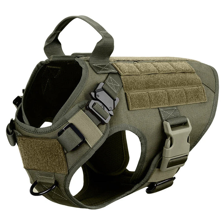 Durable no-pull dog harness, perfect for tactical training, hiking, & outdoor adventures.