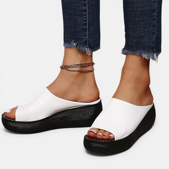 Underside of Tahnee women's orthopaedic sandals, showing non-slip sole for stability & arch support.