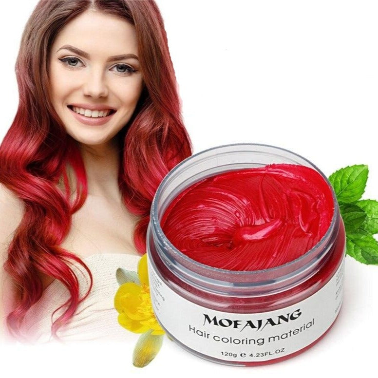 Temporary hair color wax in red for vibrant, washable styles