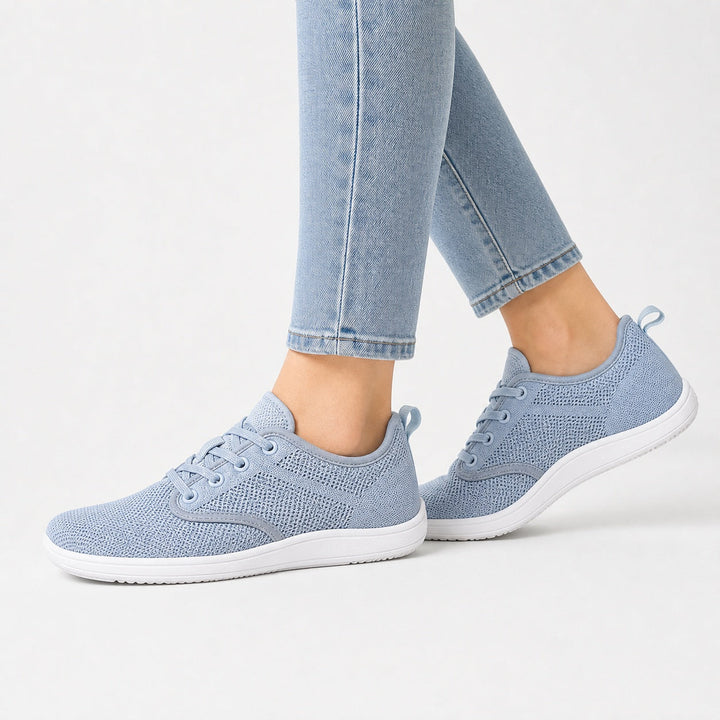 Gray women's wide fit comfort shoes, engineered for natural walking and everyday comfort.