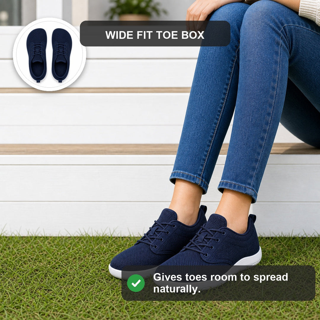 Natural walking wide fit women's shoes, focused on comfort and a roomy toe box.